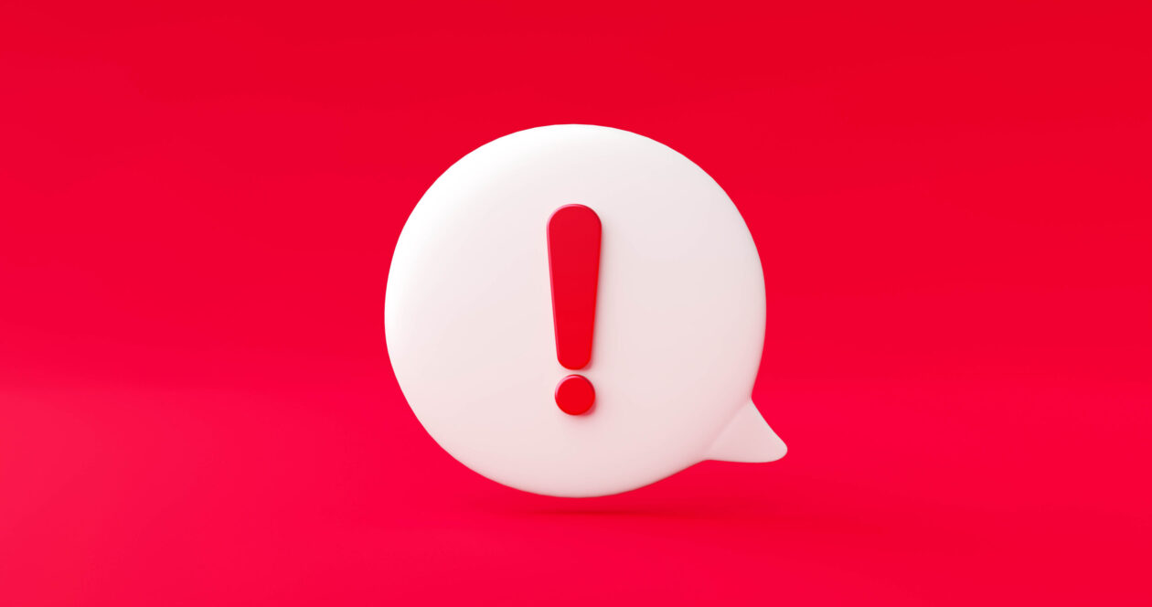 Red danger alert notification reminder icon chat message bubble